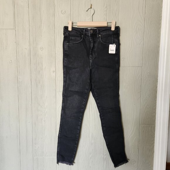 Free People Denim - Free People Raw High-Rise Jegging Washed Black Size 28 NWT